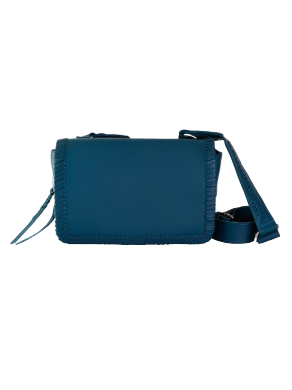 Le nouveau sac Mia en cuir tress bleu canard