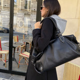 LE SAC ROCK STEPHANIE EN CUIR NOIR  HYPERSOUPLE