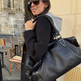 LE SAC ROCK STEPHANIE EN CUIR NOIR  HYPERSOUPLE